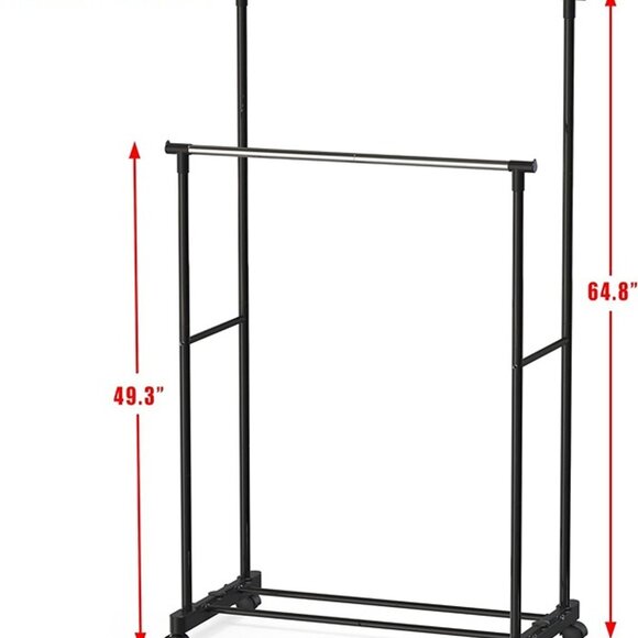 NEW Simple Houseware Double Rod Portable Clothing Hanging Garment Rack. - Picture 6 of 8